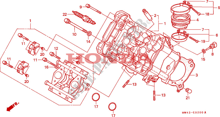 CYLINDER HEAD (FRONT) for Honda RC45 RVF 750 1995