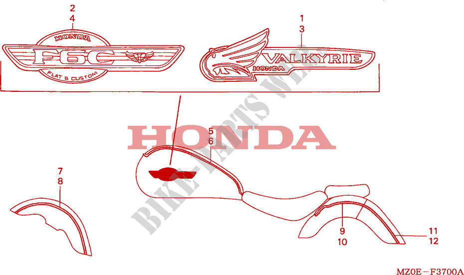 STICKERS for Honda 1500 F6C 2002
