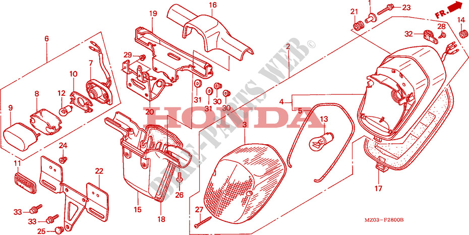 TAILLIGHT (1) for Honda VALKYRIE 1500 F6C TOURER 2000