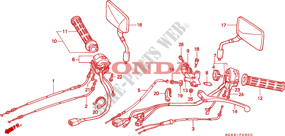 LEVER   SWITCH   CABLE for Honda NTV 650 34HP 1995