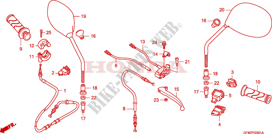 LEVER   SWITCH   CABLE (NHX110WHA) for Honda LEAD 110 2010