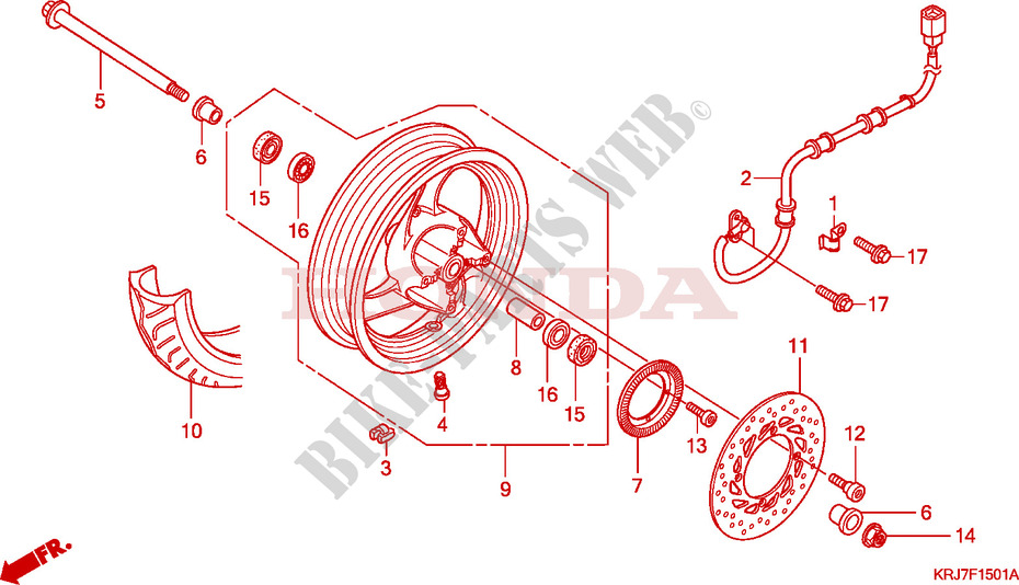 FRONT WHEEL(FES125A)(FES1 50A) for Honda S WING 125 FES ABS SPECIAL 2009