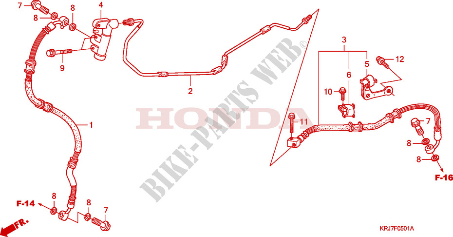 REAR BRAKE PIPE(FES125)(F ES150) for Honda S WING 125 FES 2009