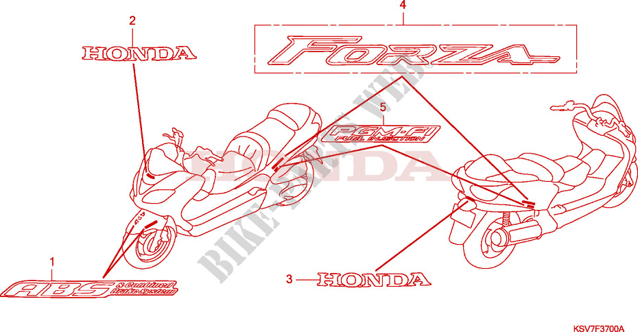 STICKERS for Honda FORZA 250 ABS 2005