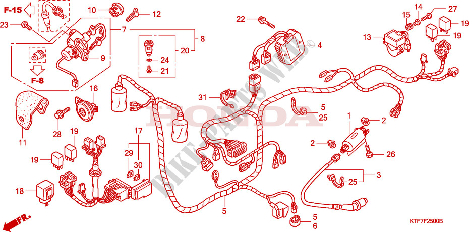 WIRE HARNESS for Honda SH 125 R, FREIN ARRIERE TAMBOUR, SPECIAL 2008