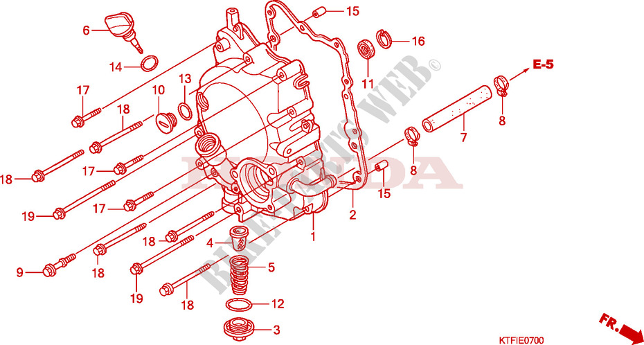 RIGHT CRANKCASE COVER for Honda SH 125 FREIN ARRIERE A DISQUE ET TOP BOX 2010