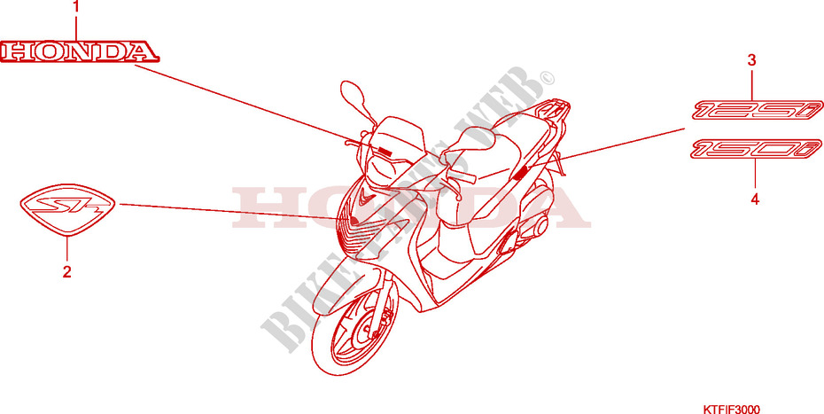 STICKERS for Honda SH 125 FREIN ARRIERE A DISQUE 2010