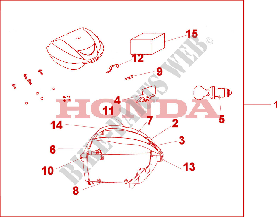 TOP BOX 35 L VELVET RED METALLIC for Honda SH 300 2010