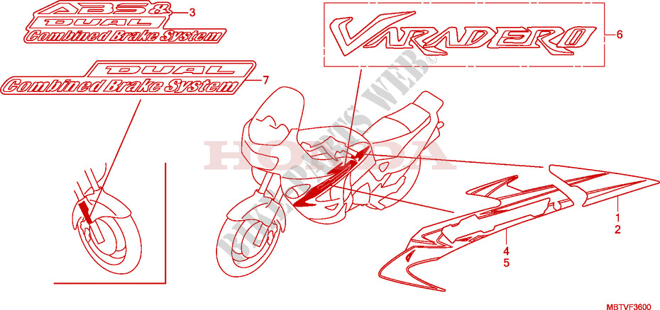 STICKERS for Honda XL 1000 VARADERO 2011