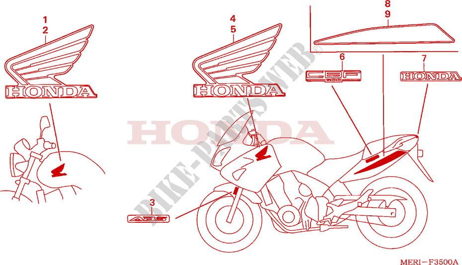 STICKERS for Honda CBF 600 FAIRING ABS 25KW 2004