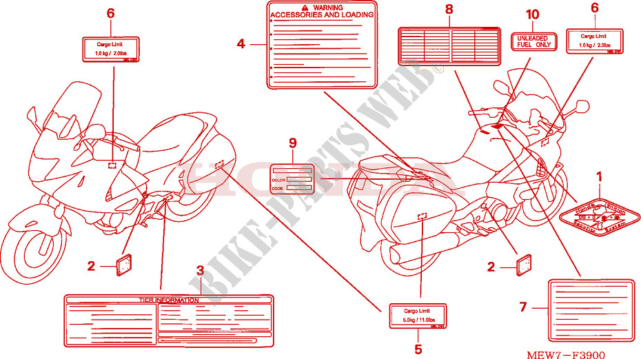 CAUTION LABEL  for Honda DEAUVILLE 700 ABS 2008