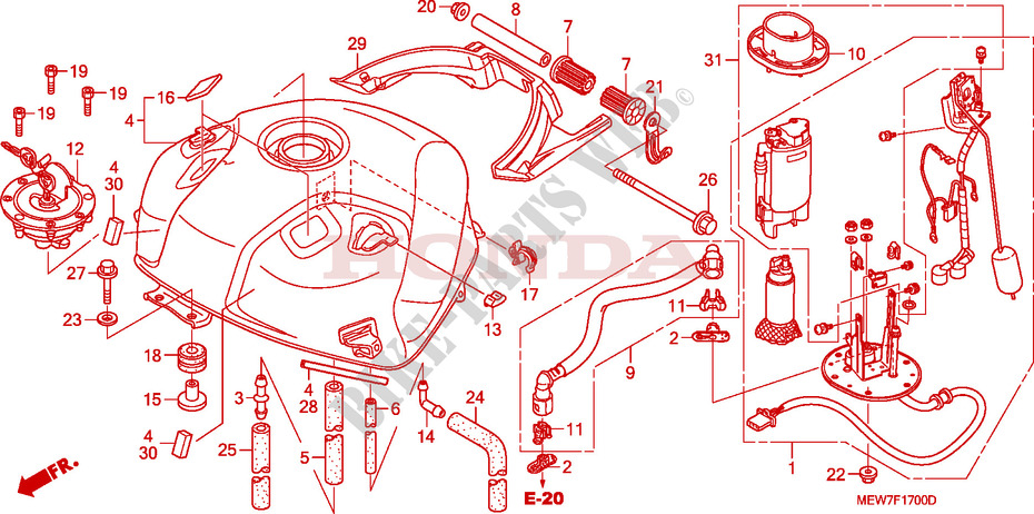 FUEL TANK for Honda DEAUVILLE 700 ABS 2008