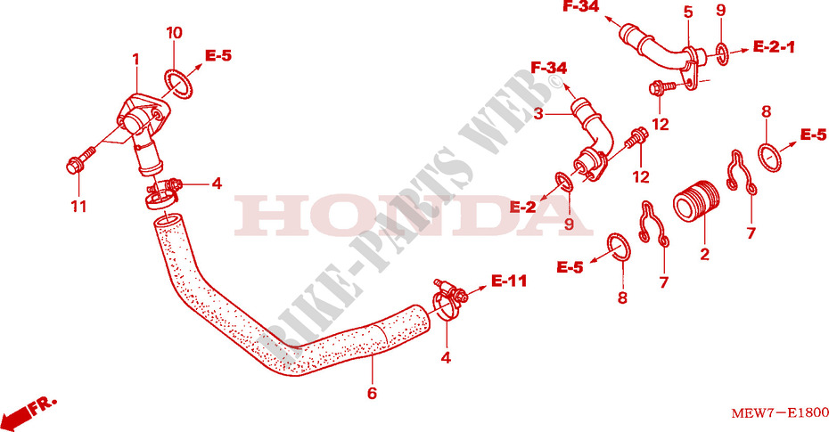 WATER HOSE for Honda DEAUVILLE 700 2010