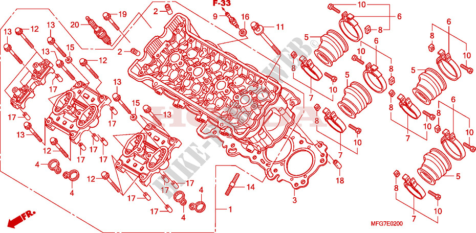CYLINDER HEAD for Honda CB 600 F HORNET ABS 34HP BLANCHE 2009