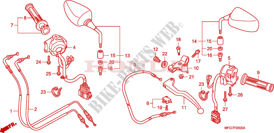 LEVER   SWITCH   CABLE for Honda CB 600 F HORNET ABS BLANCHE 2009