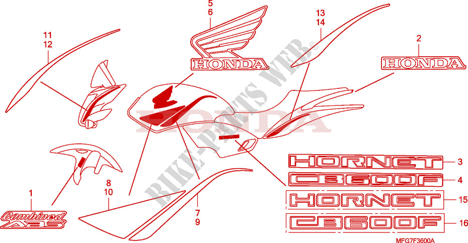 STICKERS for Honda CB 600 F HORNET ABS 2007