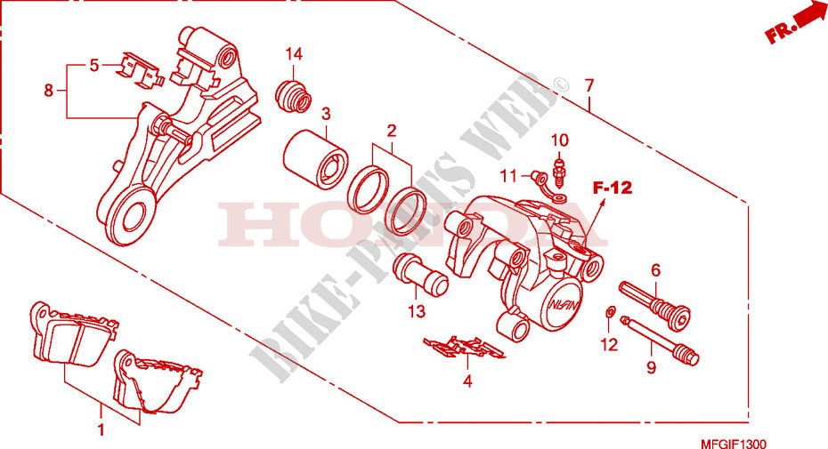 REAR BRAKE CALIPER(CB600F /F3) for Honda CB 600 F HORNET 34HP 2010