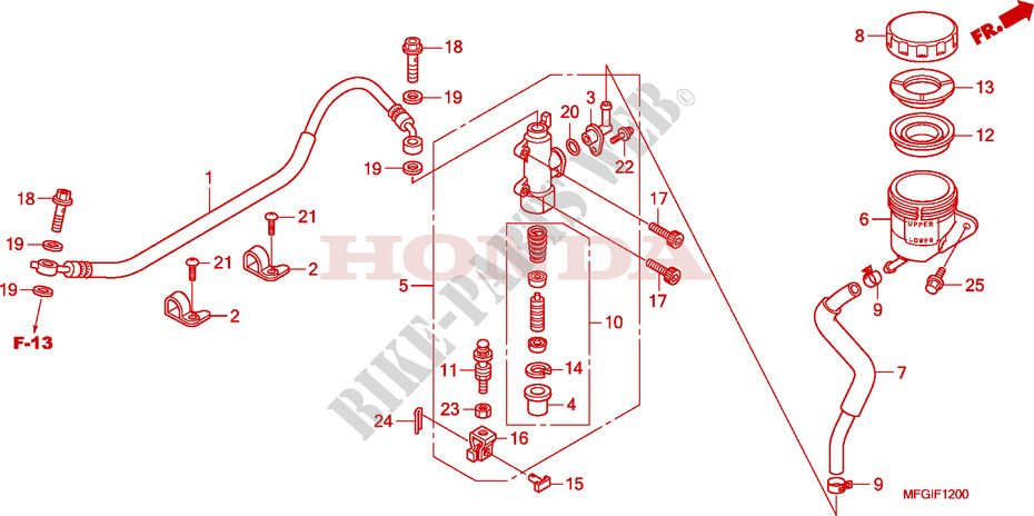 REAR BRAKE MASTERCYLINDER  for Honda CB 600 F HORNET RAYURES 34HP 2010