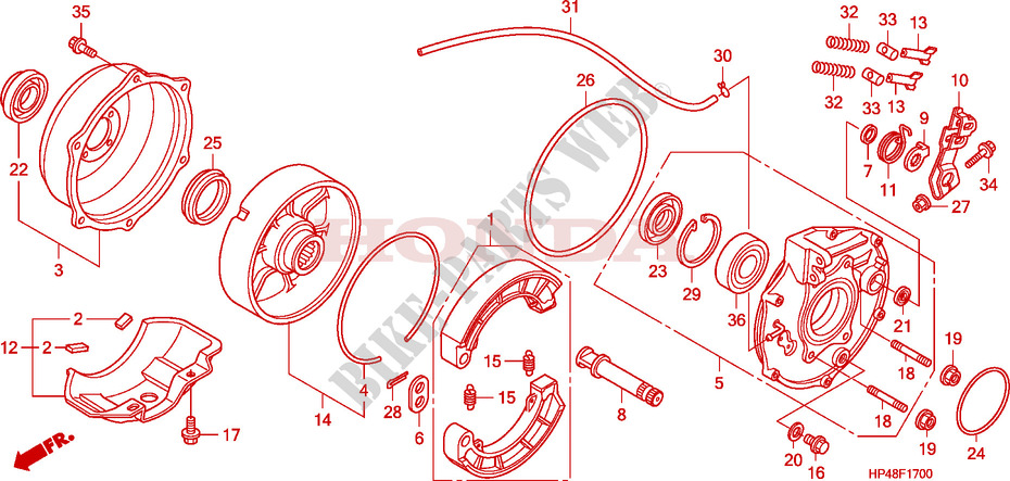 REAR BRAKE PANEL   SHOES for Honda FOURTRAX 420 RANCHER 4X4 Manual Shift 2007