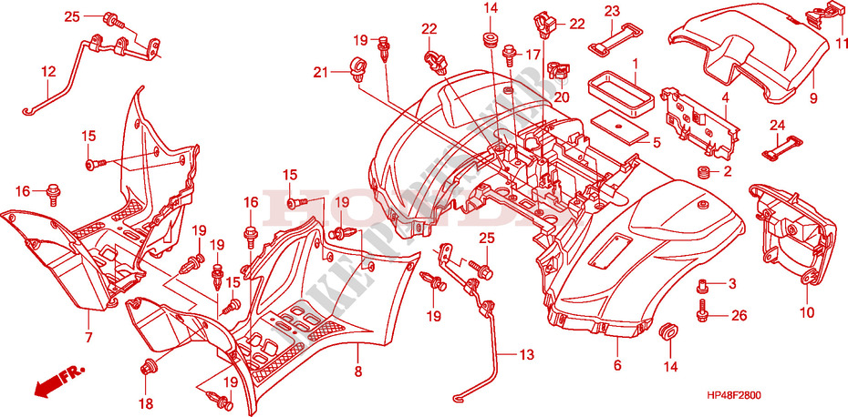 REAR FENDER for Honda FOURTRAX 420 RANCHER 4X4 Manual Shift 2007