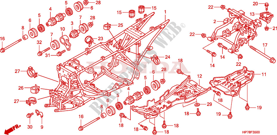 FRAME for Honda FOURTRAX 420 RANCHER AT PS RED 2010