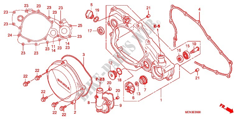 RIGHT CRANKCASE COVER   WATERP UMP for Honda CRF 450 R 2009
