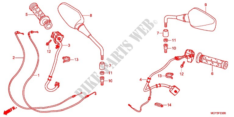 LEVER   SWITCH   CABLE (2) for Honda CROSSRUNNER 800 2011