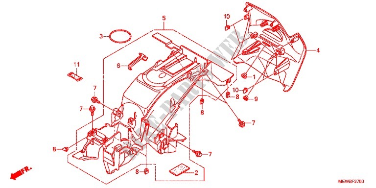 REAR FENDER for Honda DEAUVILLE 700 ABS 2013