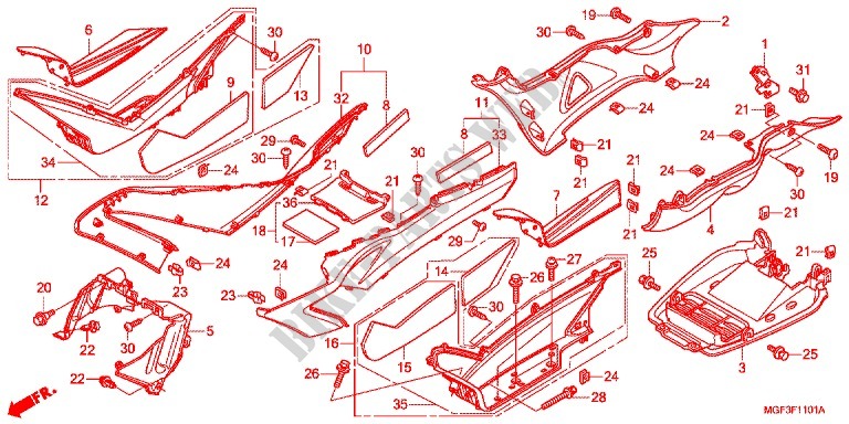 FLOOR PANEL   SIDE SKIRT (FJS600A9 2KO/FJS600AB/DB) for Honda SILVER WING 600 ABS 2011