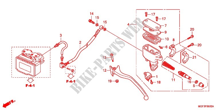 REAR BRAKE MASTER CYLINDER (FJS600A9 2KO/FJS600AB) for Honda SILVER WING 600 ABS 2011