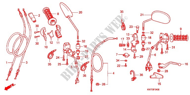 LEVER   SWITCH   CABLE (1) for Honda XRE 300 2010