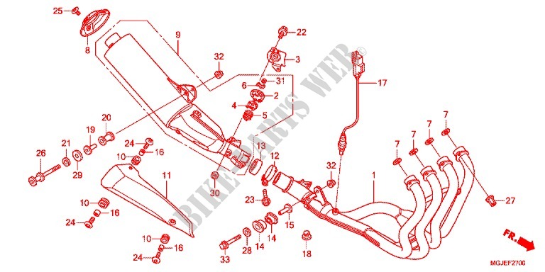EXHAUST MUFFLER (2) for Honda CBF 1000 2012