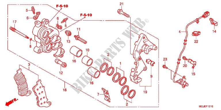 RIGHT FRONT BRAKE CALIPER (CBF1000FA/FT/FS) for Honda CBF 1000 2012