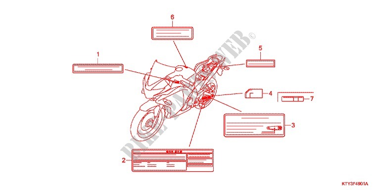 CAUTION LABEL (KO,2KO) for Honda CBR 125 REPSOL 2012