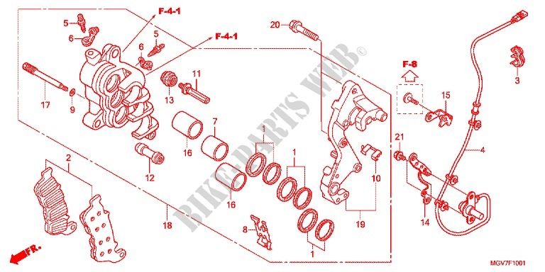 RIGHT FRONT BRAKE CALIPER (CBR600FA) for Honda CBR 600 F ABS WHITE 2012