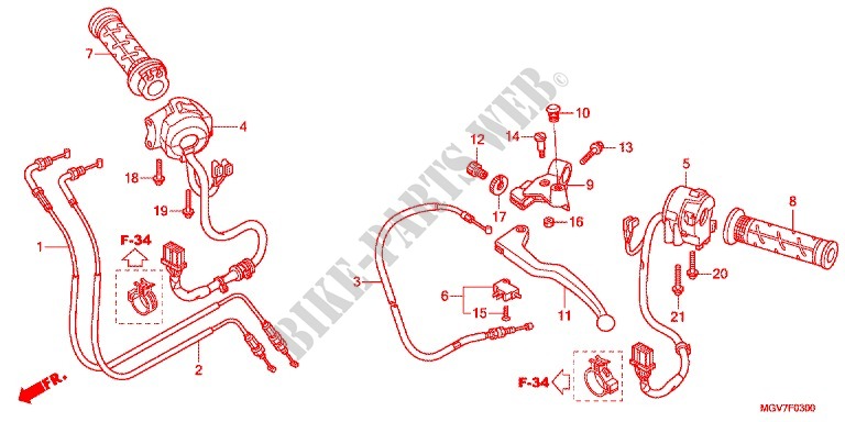 LEVER   SWITCH   CABLE (1) for Honda CBR 600 F ABS WHITE 2012