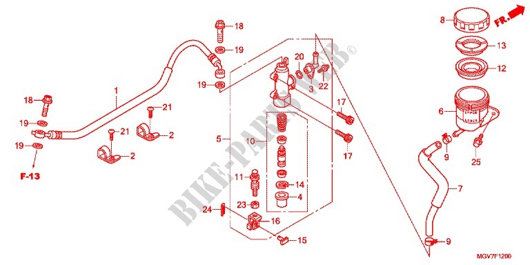 REAR BRAKE MASTER CYLINDER (CBR600F) for Honda CBR 600 F 2012