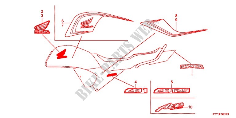 STICKERS (2) for Honda CB 125 RADIOS RUEADA 2013