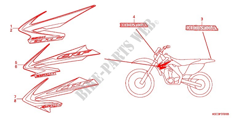 STICKERS (CRF250X8/9/B/C) for Honda CRF 250 X 2012