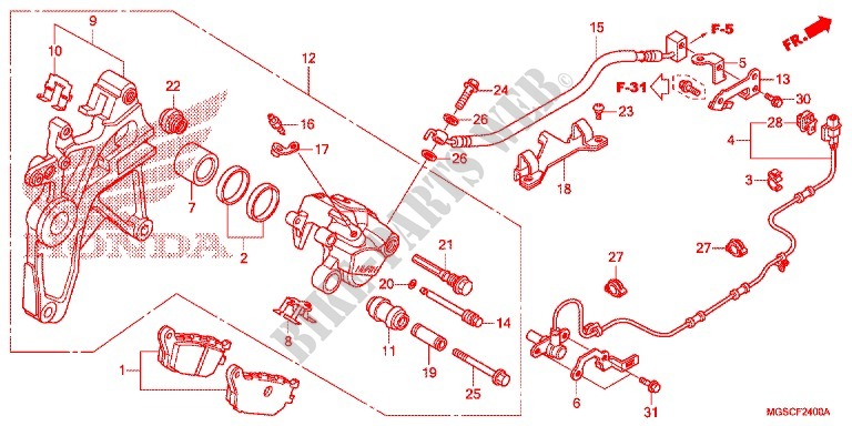 REAR BRAKE CALIPER for Honda INTEGRA 700 2012
