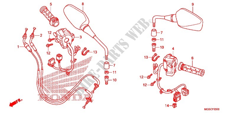 SWITCH    CABLES   LEVERS   GRIPS   MIRRORS for Honda INTEGRA 700 2012