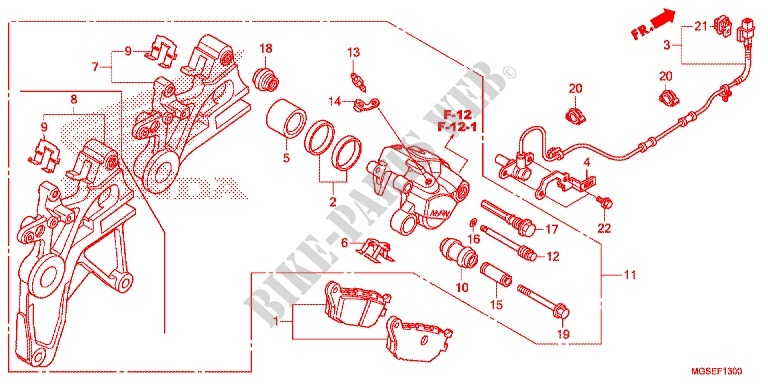REAR BRAKE CALIPER for Honda NC 700 ABS 35KW 2012