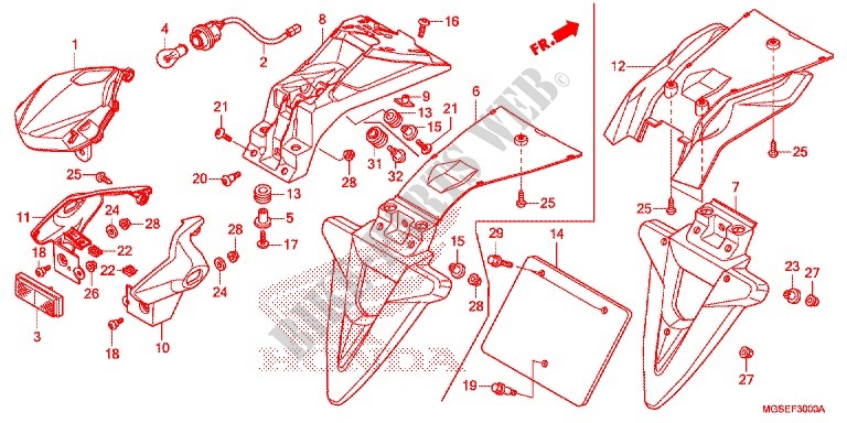 TAILLIGHT (2) for Honda NC 700 ABS 35KW 2012