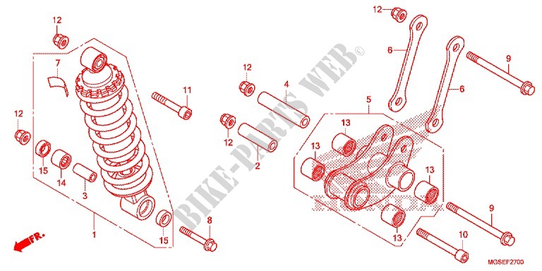 REAR SHOCK ABSORBER (2) for Honda NC 700 ABS DCT 35KW 2012