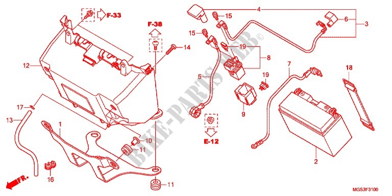 WIRE HARNESS/BATTERY for Honda NC 700 X ABS 35KW 2012