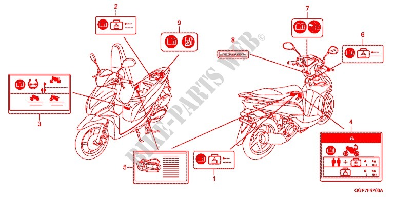 CAUTION LABEL (NSC50WHC/MPDC) for Honda VISION 50 2012
