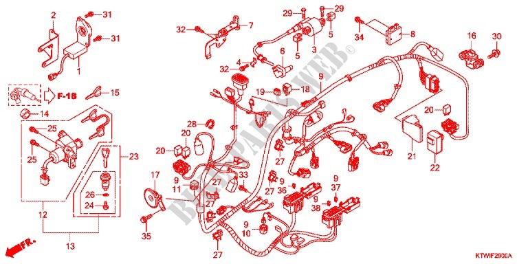 WIRE HARNESS/BATTERY for Honda SH 300 ABS SPECIAL 2E 2012