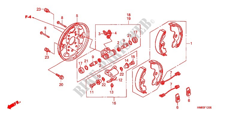 FRONT BRAKE PANEL   SHOES for Honda TRX 250 FOURTRAX RECON Standard 2012