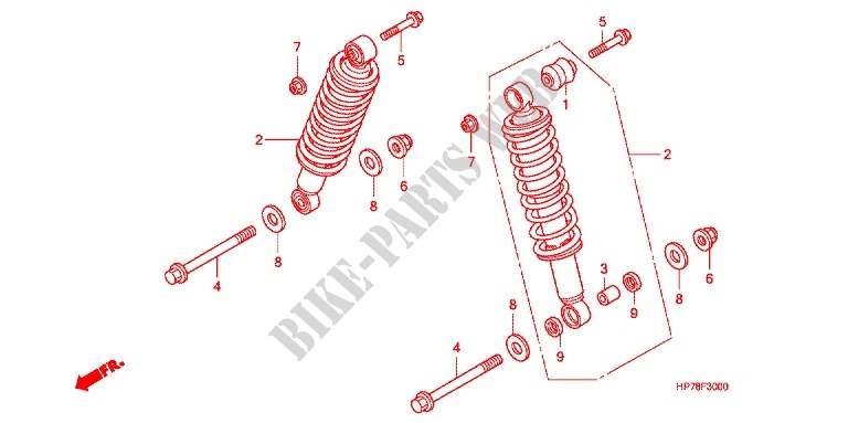 REAR SHOCK ABSORBER (2) for Honda FOURTRAX 420 RANCHER 4X4 AT 2012