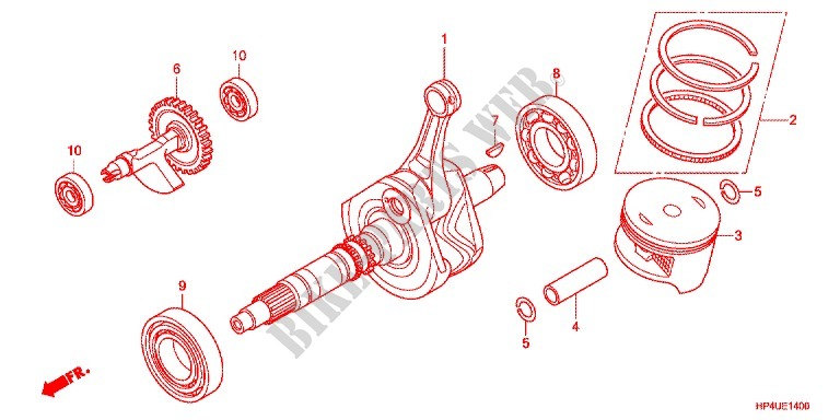 CRANKSHAFT   PISTON for Honda FOURTRAX 420 RANCHER 4X4 Manual Shift RED 2012
